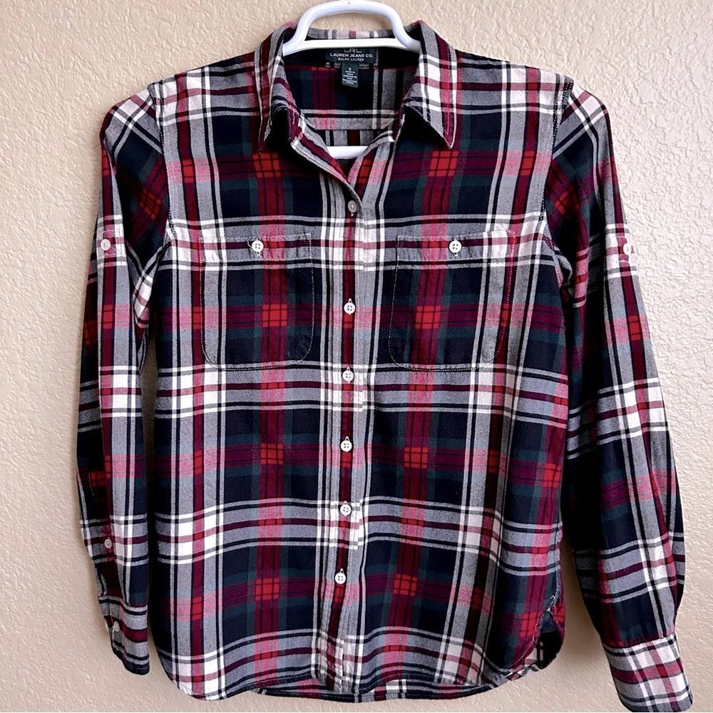 Ralph Lauren Jeans Co Plaid Flannel Long Sleeve Button Down Shirt